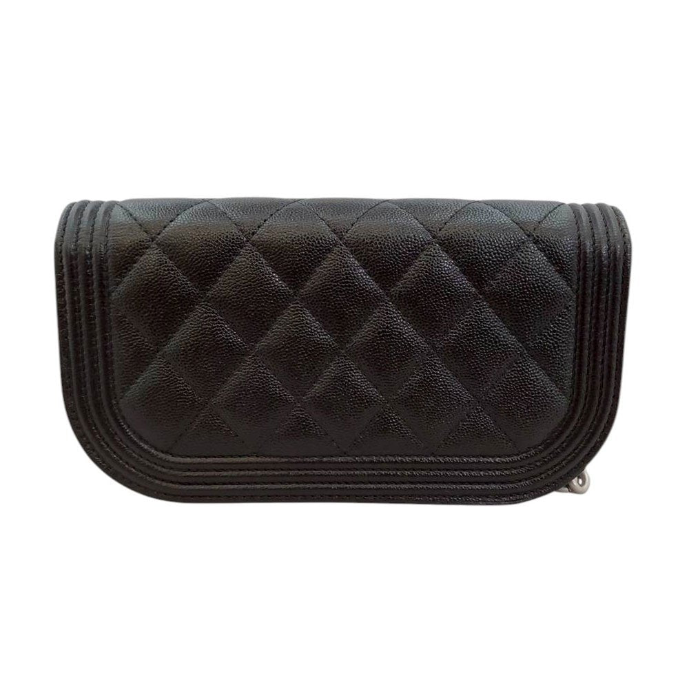 シャネル CHANEL キャビアスキン ボーイシャネル チェーンウォレット