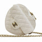CHANEL Lambskin Heart Shape Chain Shoulder Bag White