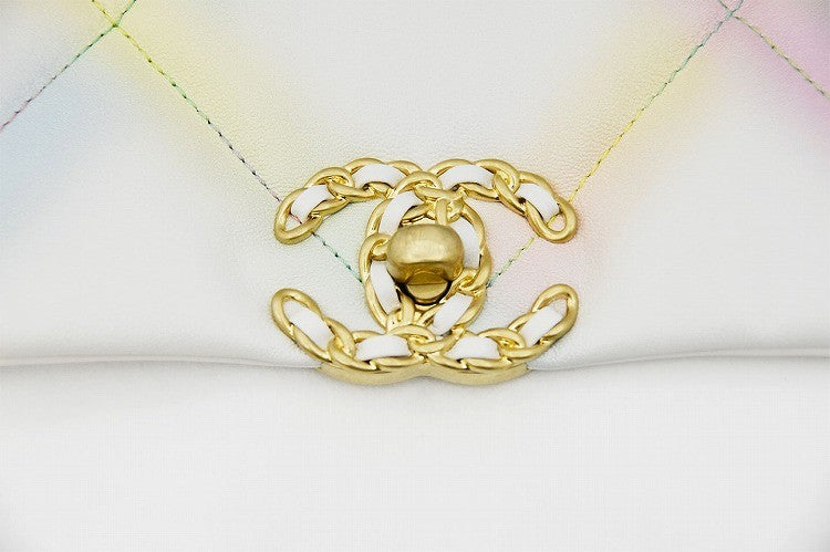 CHANEL Chanel 19 Goatskin Matelasse Flap Chain Shoulder Bag Neon Color