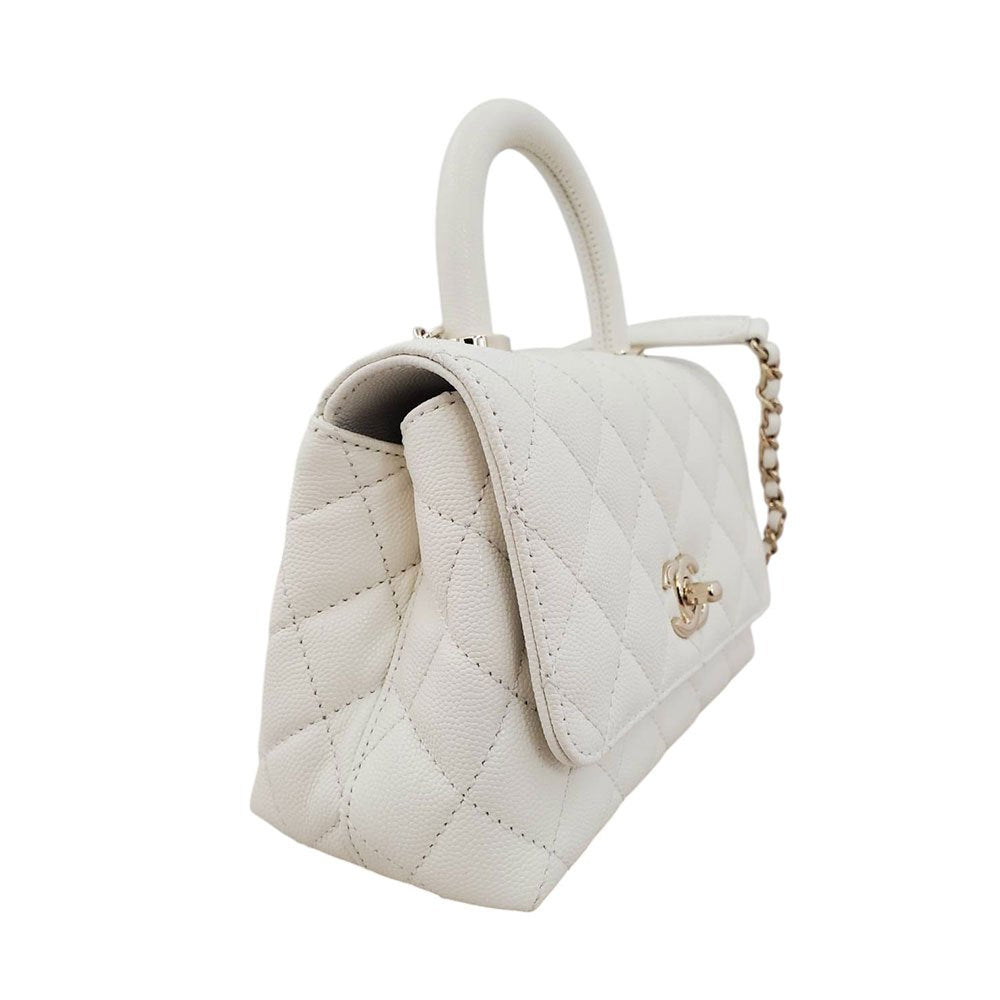 シャネル  CHANEL  キャビアスキン  ココハンドルXXS  2WAYショルダーバッグ  AS2215  ホワイト