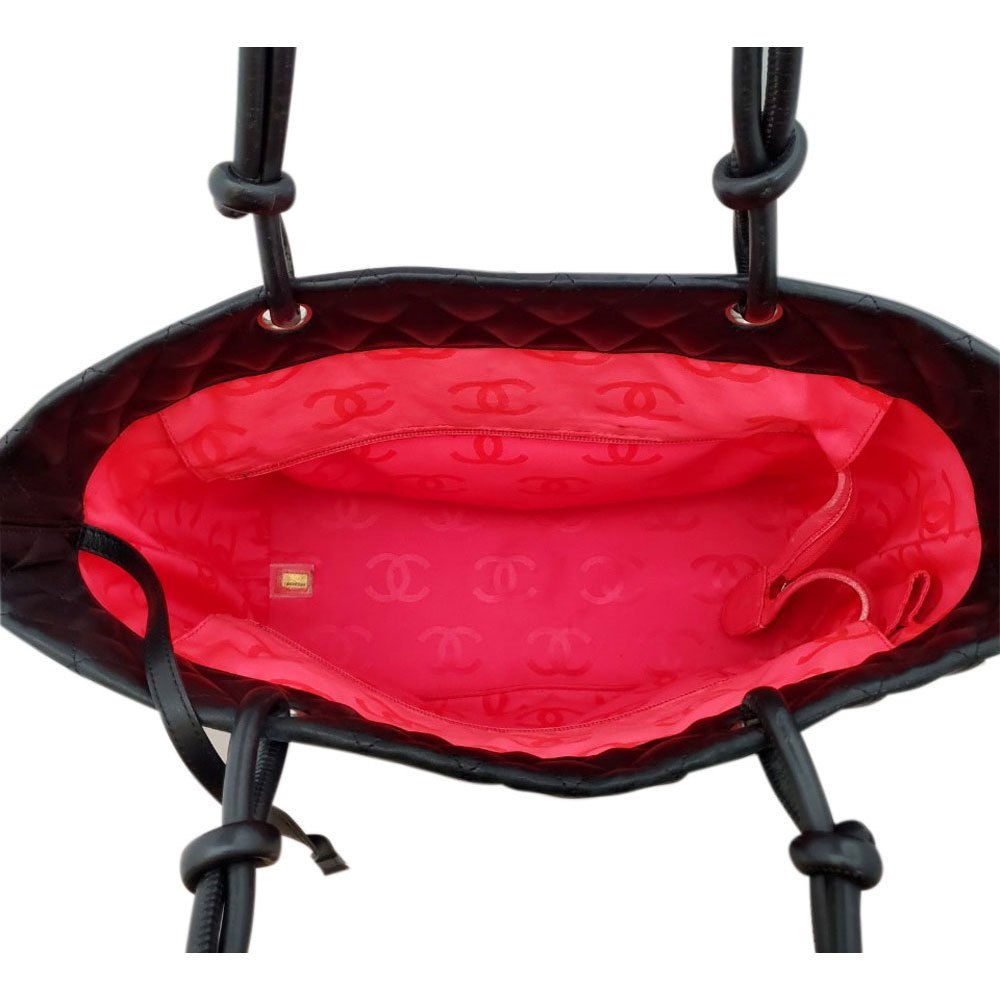 シャネル  CHANEL  ブラック ラムスキン  ラージトートバッグ  A25169/MA2408012