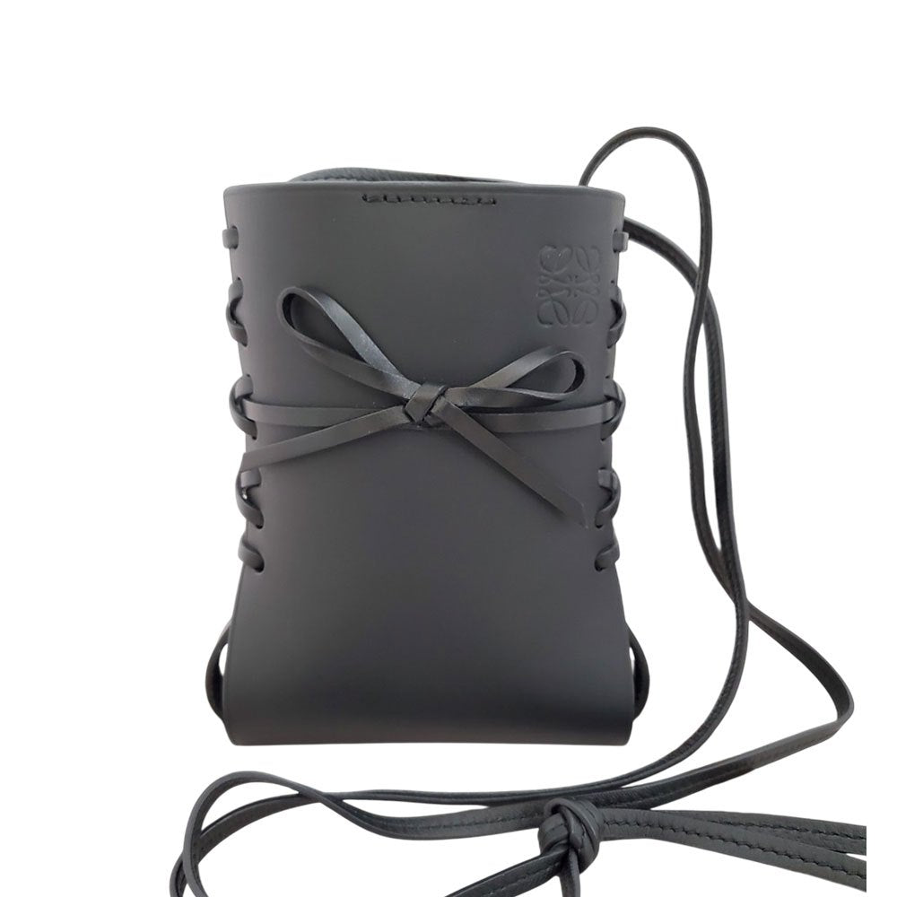 LOEWE Calfskin Ikebana Shoulder Bag C858I02X02 Black