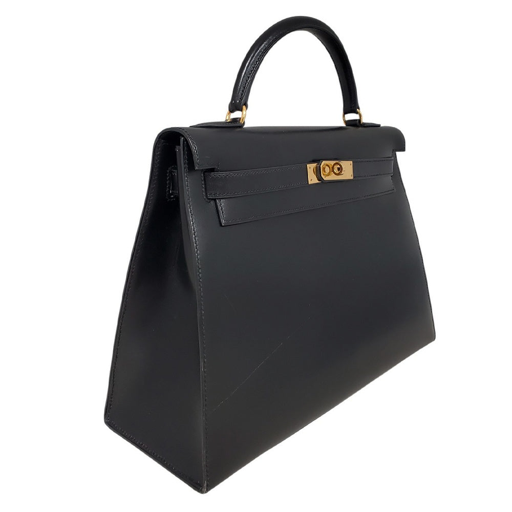 エルメス  HERMES  ケリー32  ボックスカーフ  ノワール  外縫い  G金具  〇A刻印/MA2402002