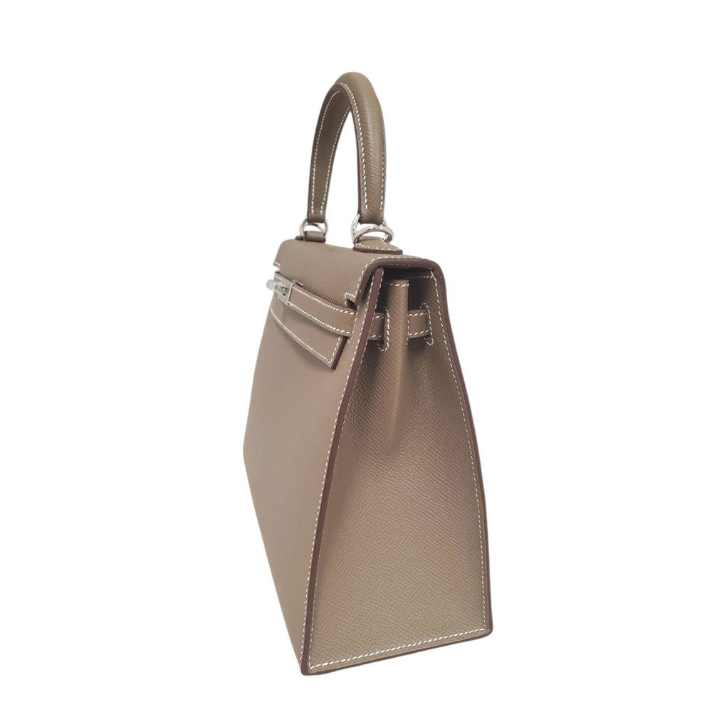 エルメス  HERMES ケリー25 外縫い エトゥープ エプソン  G刻印  SV金具/MA2603020