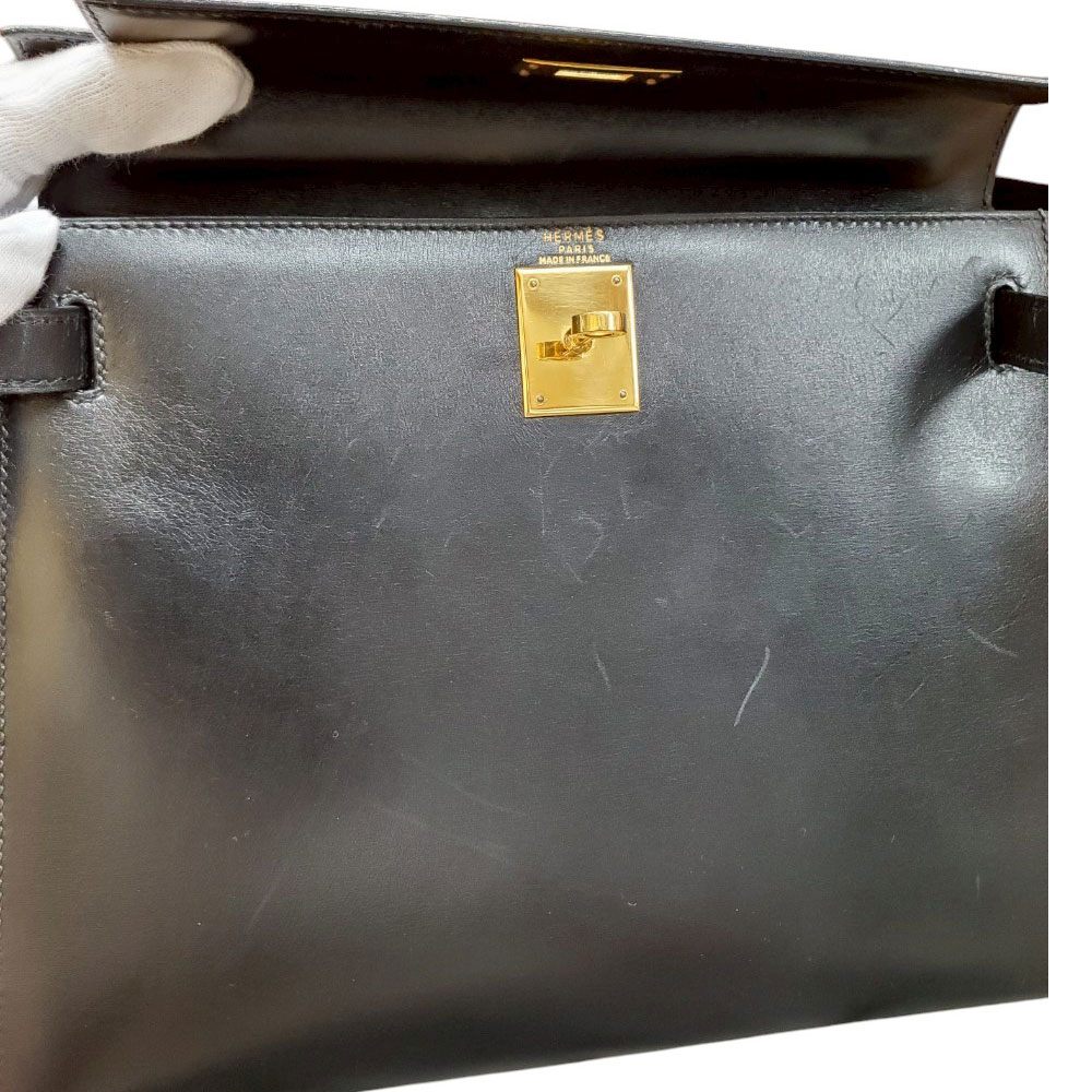 エルメス  HERMES ケリー28 ノワール ボックスカーフ  外縫い  〇Z刻  G金具