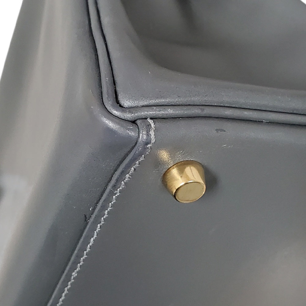 エルメス  HERMES  ケリー28  ボックスカーフ  グレー  G金具/PW25007
