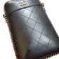CHANEL Lambskin Phone Case Chain Shoulder Bag Black