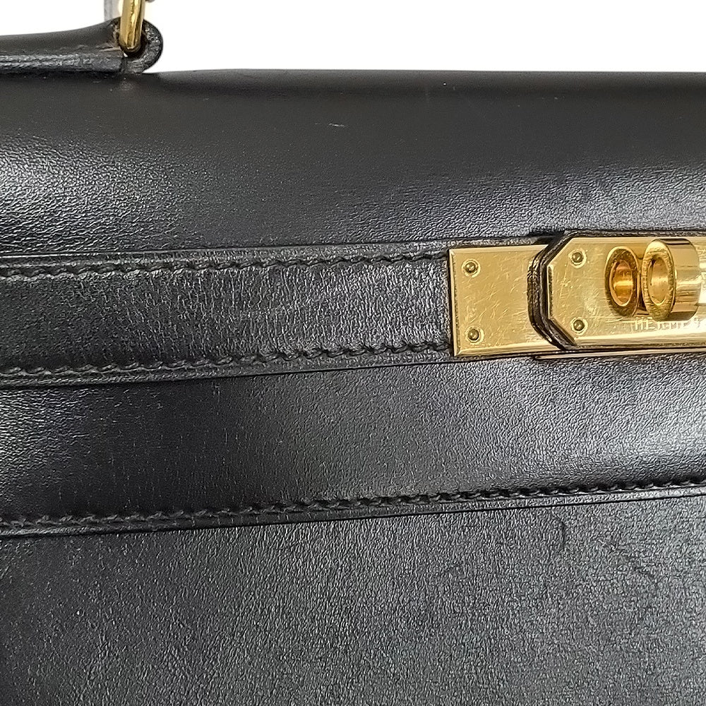 エルメス HERMES ケリー28 ノワール ボックスカーフ 外縫い 〇Z刻 G
