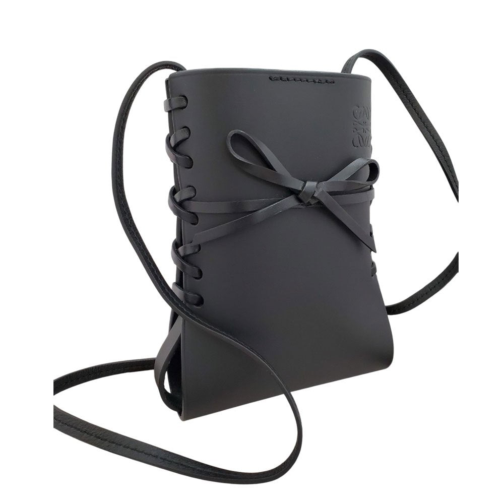 LOEWE Calfskin Ikebana Shoulder Bag C858I02X02 Black