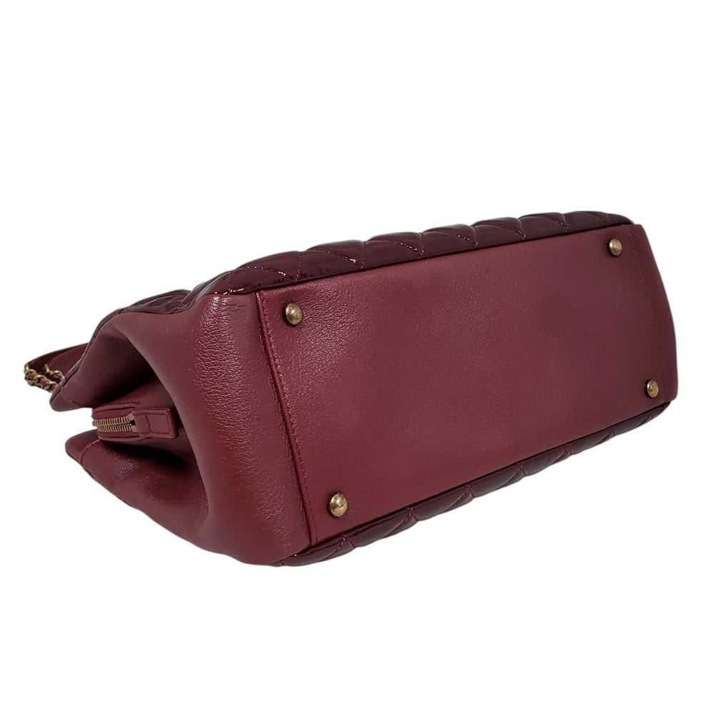 シャネル  CHANEL  パテントレザー  マトラッセ  チェーントートバッグ  ボルドー  A92893/AT251117