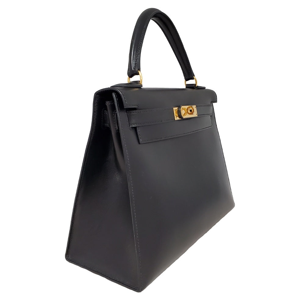 エルメス HERMES ケリー28 ノワール ボックスカーフ 外縫い 〇Z刻 G