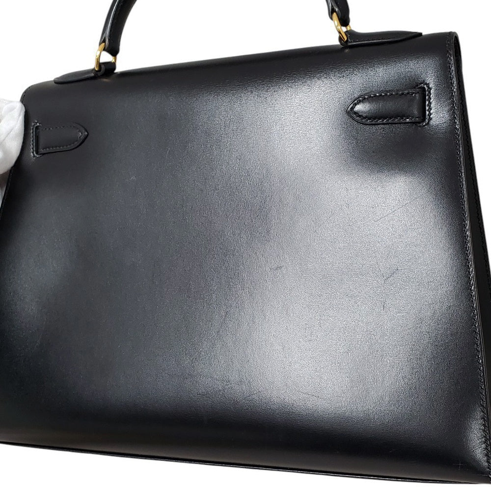 エルメス  HERMES  ケリー32  ボックスカーフ  ノワール  外縫い  G金具  〇A刻印/MA2402002