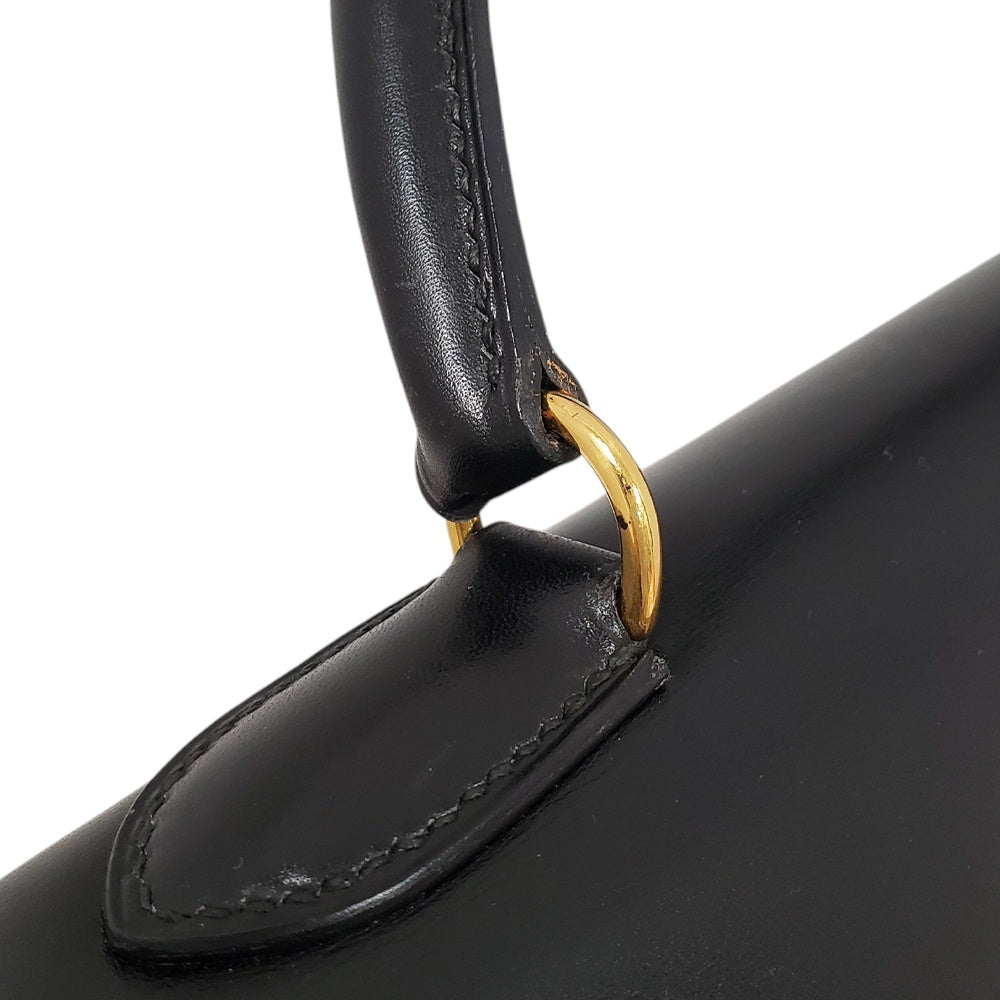 エルメス  HERMES  ケリー28  ボックスカーフ  ノワール  外縫い  G金具  〇W刻印/MA2512012