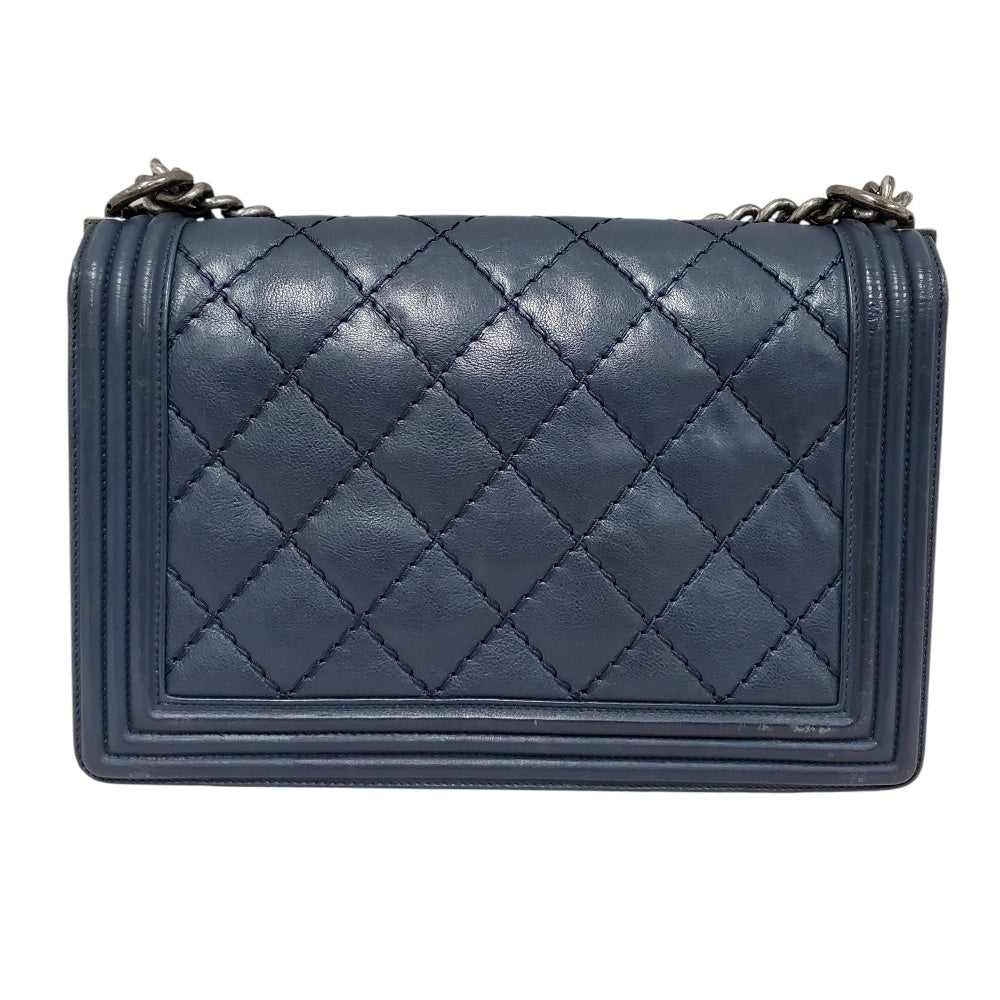 シャネル  CHANEL  ラムスキン  ボーイシャネル  CHANEL  チェーンショルダー  ラージ  A92193  ネイビー/MA2407015