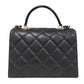 シャネル  CHANEL ブラック キャビアスキン  マトラッセ  トップハンドル  フラップ   2wayショルダーバッグ/AT260213