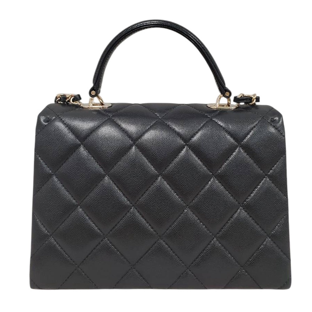 シャネル  CHANEL ブラック キャビアスキン  マトラッセ  トップハンドル  フラップ   2wayショルダーバッグ/AT260213