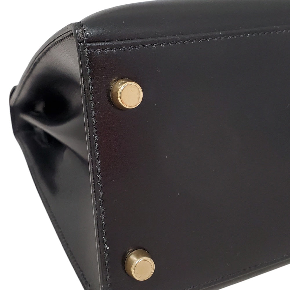 エルメス  HERMES  ケリー28  ボックスカーフ  ノワール  外縫い  G金具  〇W刻印/MA2512012