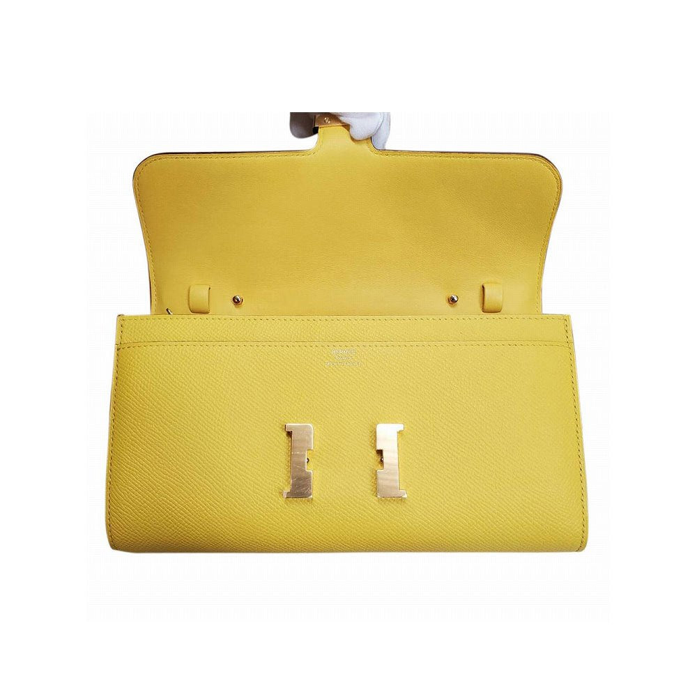 HERMES Constance Long Togo Epson Jaunes Naples