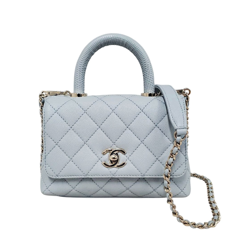 シャネル  CHANEL ココハンドルXXS グレー キャビアスキン  ショルダーバッグ/PW26055