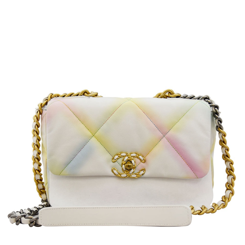 シャネル  CHANEL  シャネル19  ゴートスキン  マトラッセ  フラップ  チェーンショルダー  ネオンカラー/AT220546