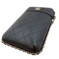 CHANEL Lambskin Phone Case Chain Shoulder Bag Black