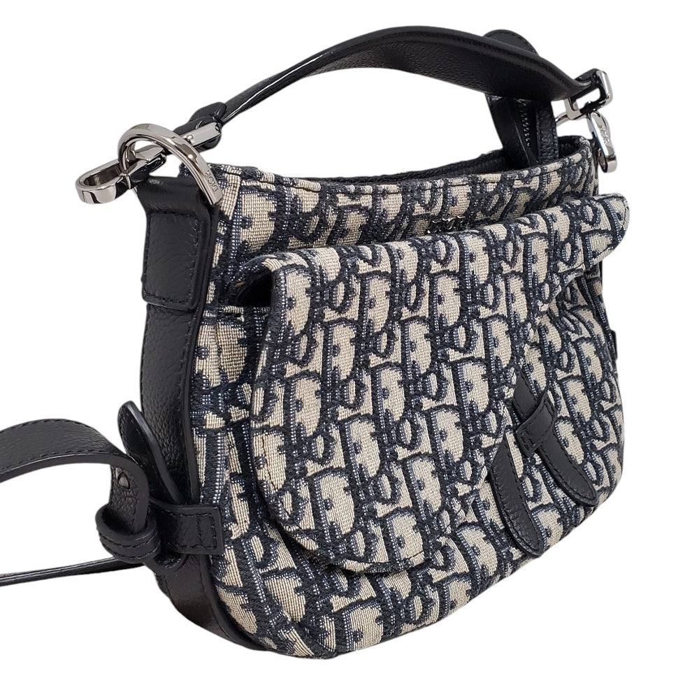 ディオール  DIOR  オブリーク  サドル  ミニソフトバッグ  2WAYショルダーバッグ  ネイビー/MA2505003