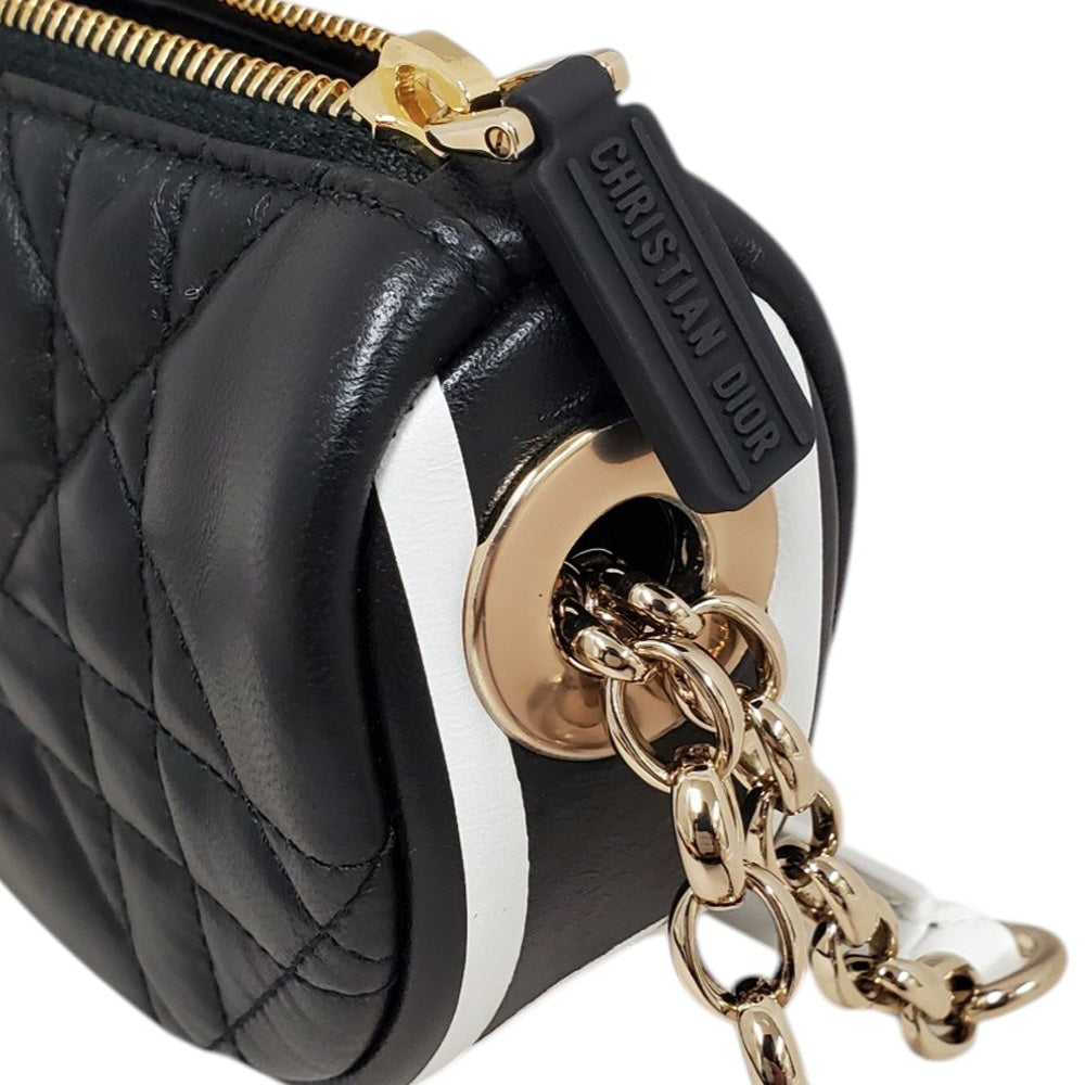 クリスチャン  ディオール  Christian  Dior  ラムスキン  カナージュ  ヴァイブ  ホーボー  ショルダーバッグ  ブラック/ホワイト/MA2602008