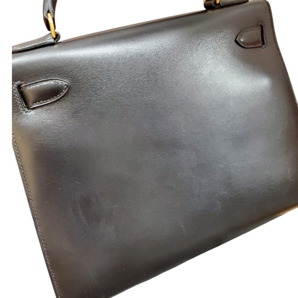 エルメス  HERMES ケリー28 ノワール ボックスカーフ  外縫い  〇Z刻  G金具