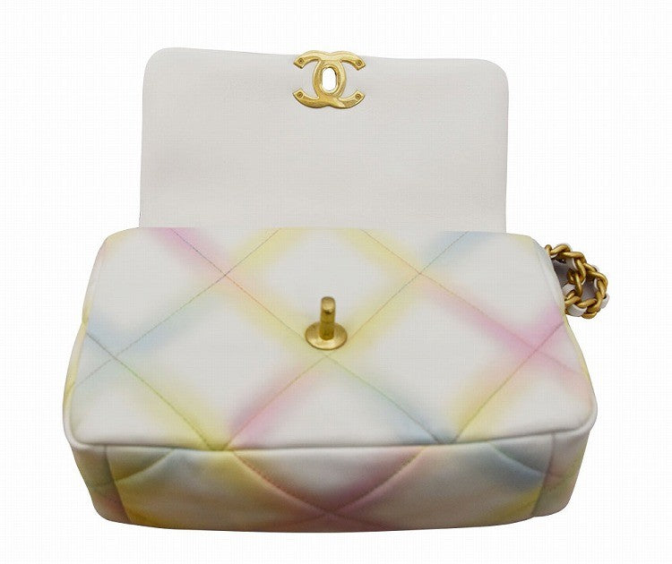 CHANEL Chanel 19 Goatskin Matelasse Flap Chain Shoulder Bag Neon Color
