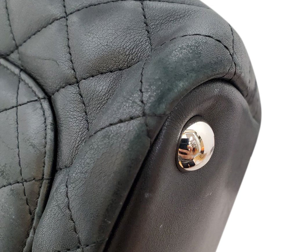 シャネル  CHANEL  ブラック ラムスキン  ラージトートバッグ  A25169/MA2408012