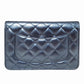 シャネル  CHANEL マトラッセ チェーンウォレット ショルダーバッグ メタリックブルー ラムスキン/PW24079