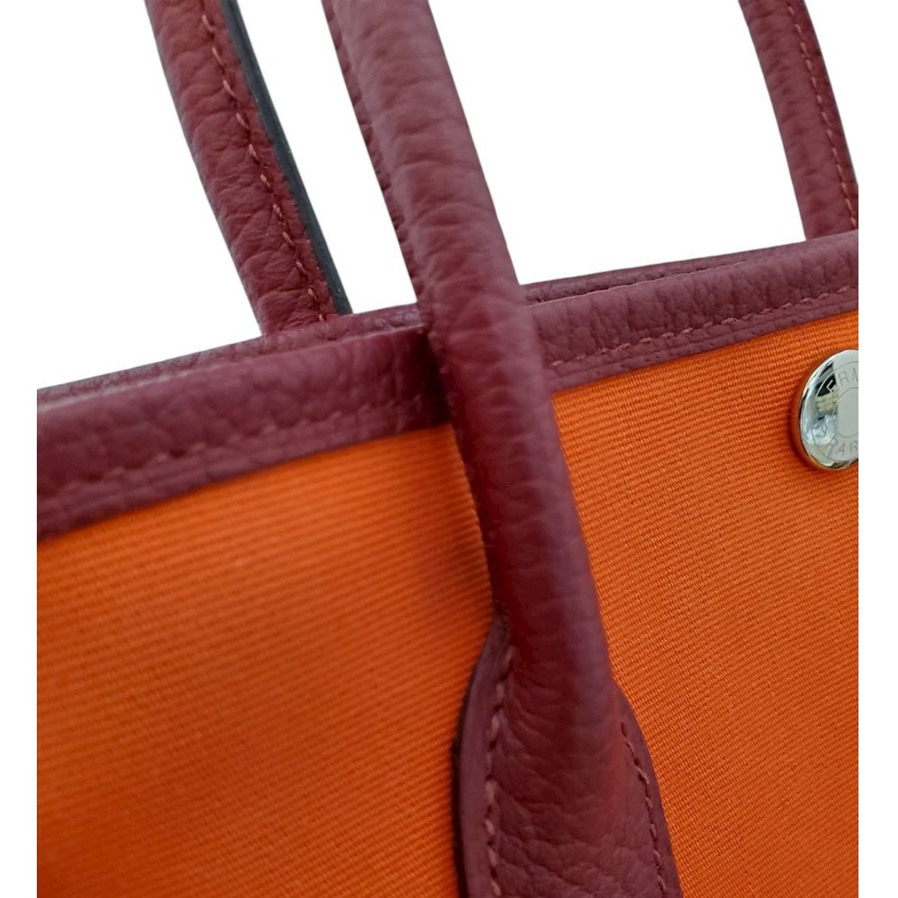 エルメス  HERMES  ガーデンパーティTPM  トワルオフィシエ  オレンジポピー/ルージュセリエ  X刻印  SV金具