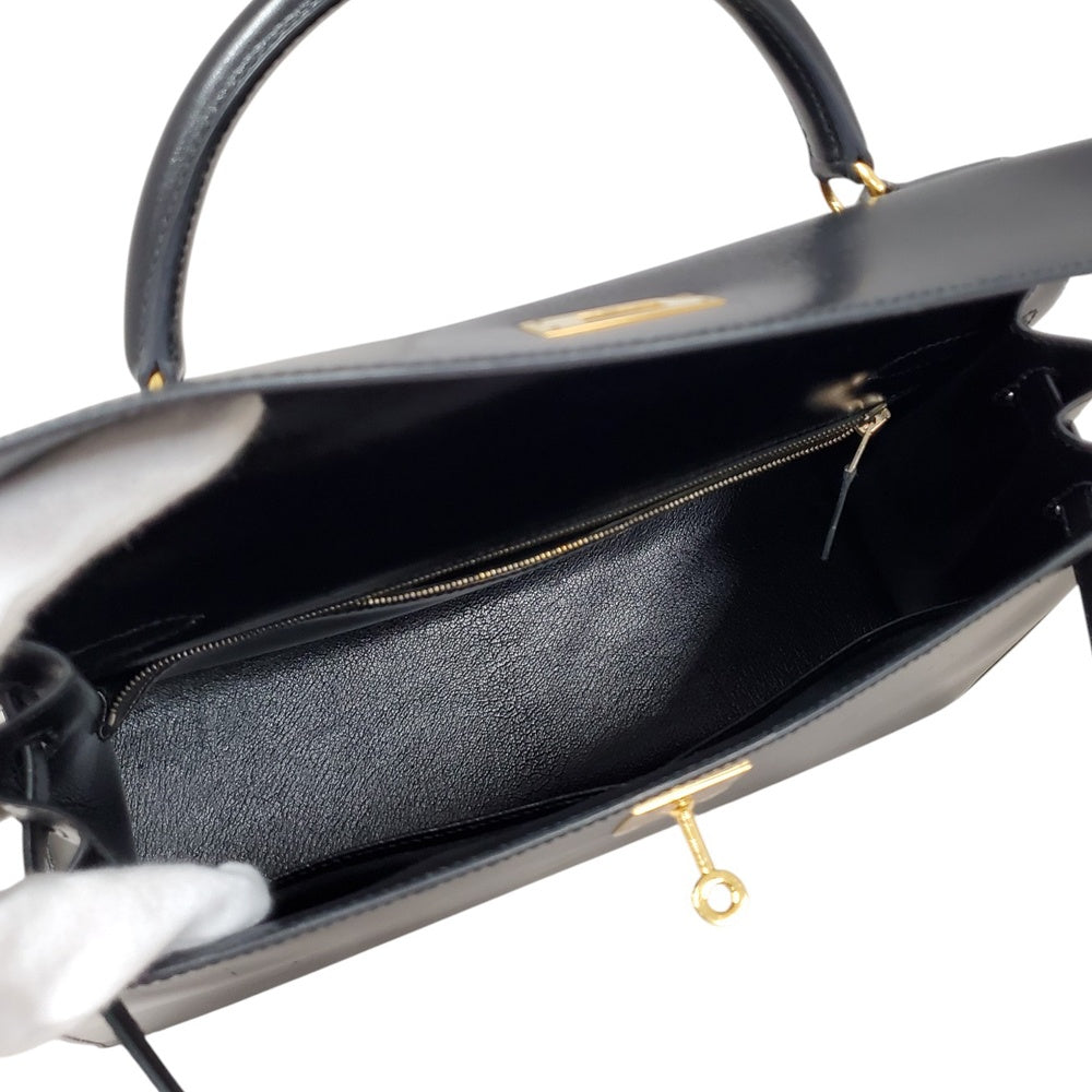 エルメス  HERMES  ケリー32  ボックスカーフ  ノワール  外縫い  G金具  〇A刻印/MA2402002