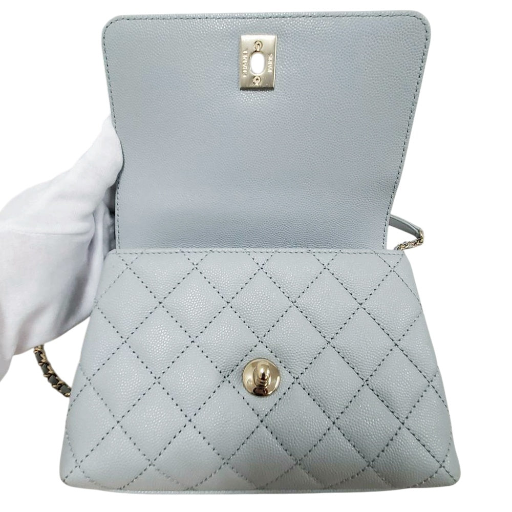 シャネル  CHANEL ココハンドルXXS グレー キャビアスキン  ショルダーバッグ/PW26055