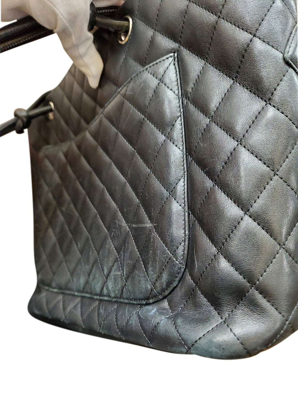 シャネル  CHANEL  ブラック ラムスキン  ラージトートバッグ  A25169/MA2408012