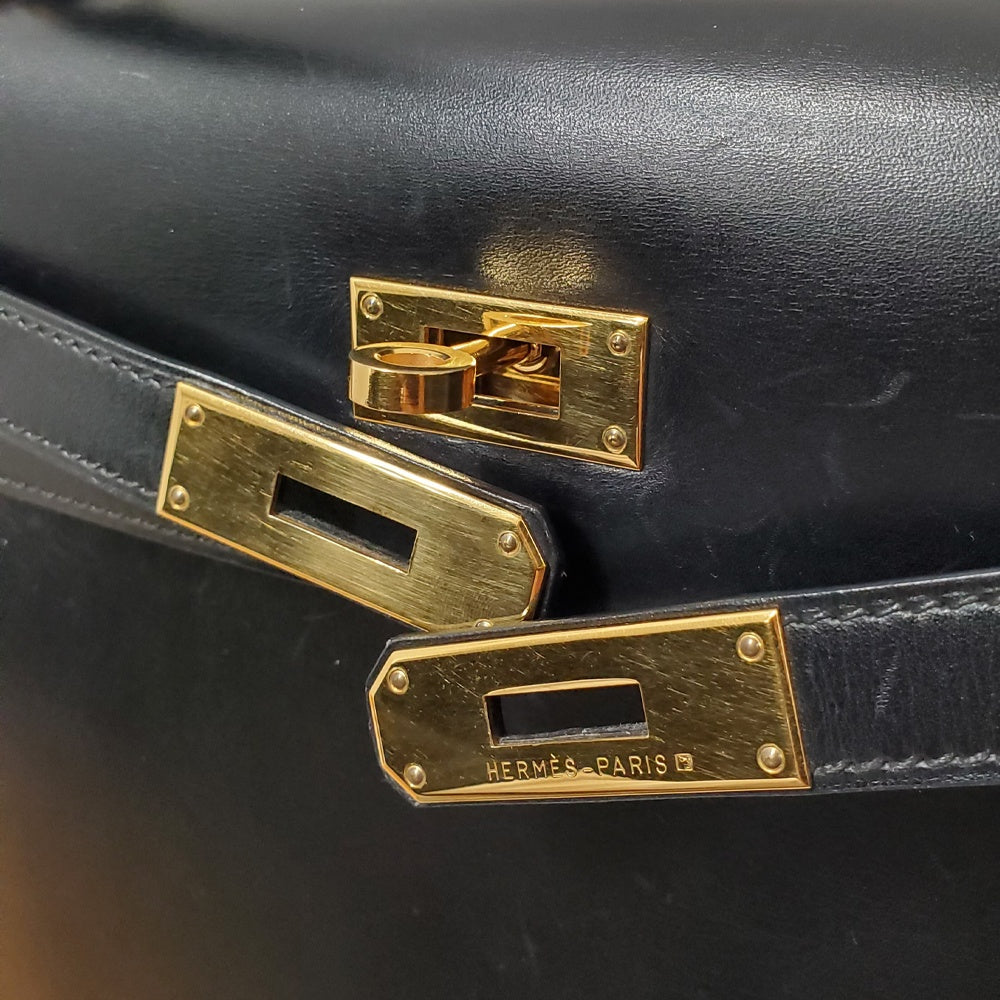 エルメス HERMES ケリー28 ノワール ボックスカーフ 外縫い 〇Z刻 G