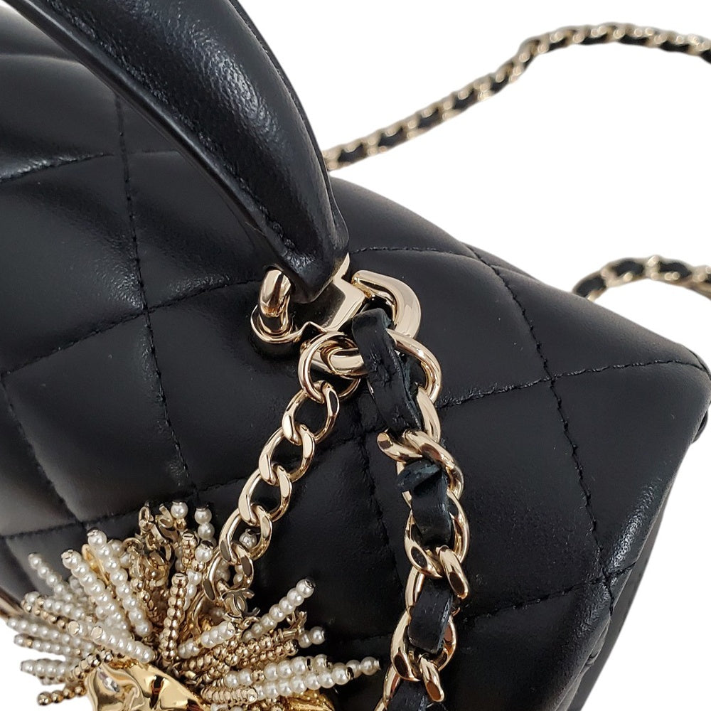 シャネル  CHANEL  ラムスキン  マトラッセ  ミニフラップ  トップハンドル20  チェーンショルダー/AT230612