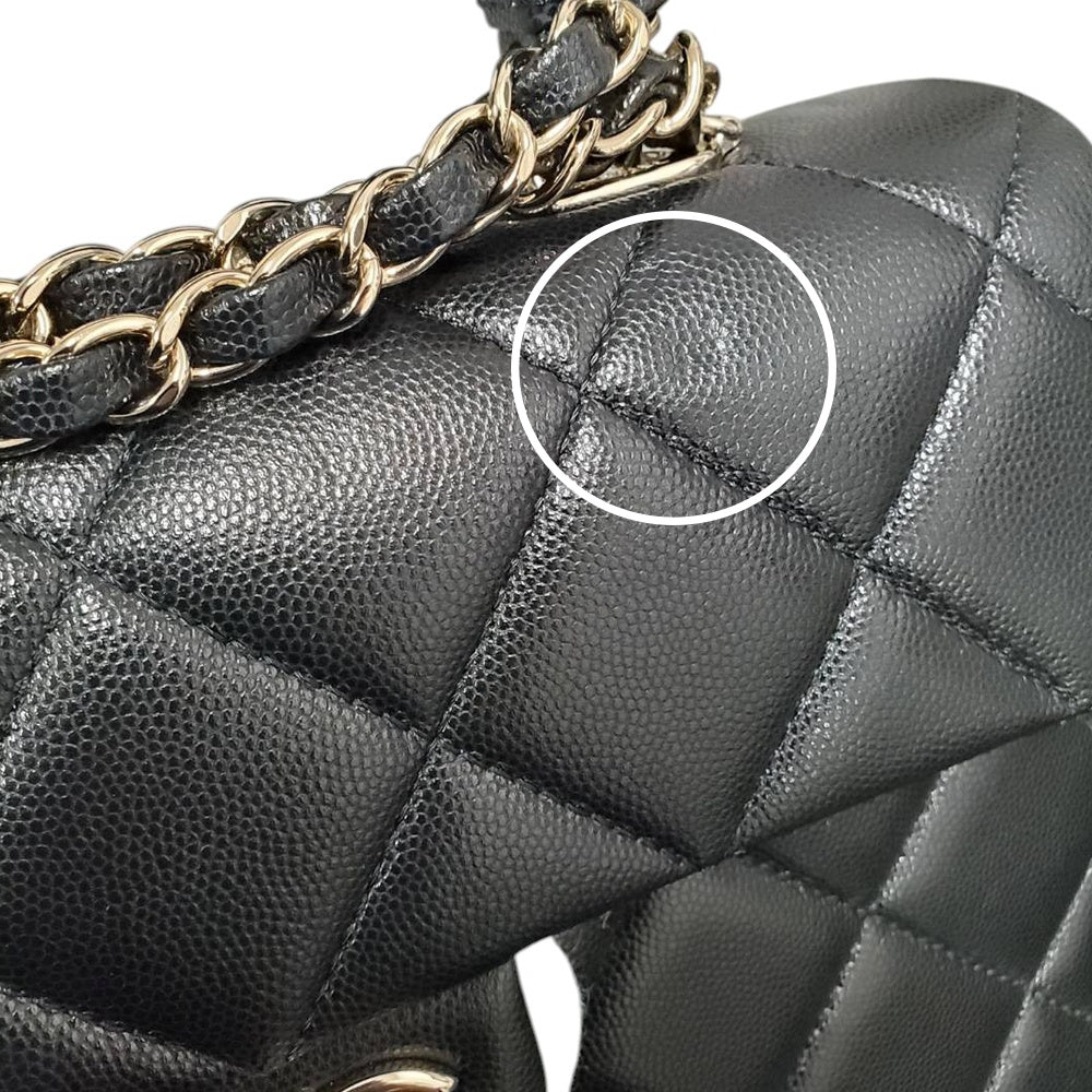 シャネル  CHANEL ブラック キャビアスキン  マトラッセ  トップハンドル  フラップ   2wayショルダーバッグ/AT260213