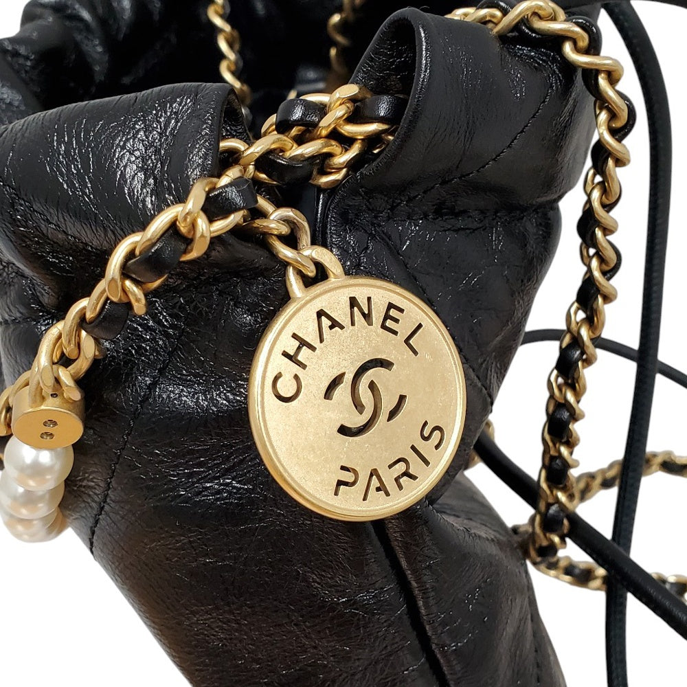 シャネル CHANEL  シャイニーカーフスキン  CHANEL22  ミニ  パールチェーン  ショルダーバッグ  AS3980/PW25053