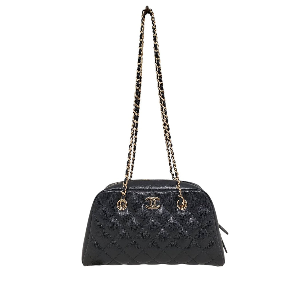 シャネル  CHANEL  As6135 ブラック キャビアスキン  スモールボーリング  チェーンショルダー/AT260327