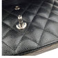 シャネル  CHANEL キャビアスキン  マトラッセWフラップ  チェーンショルダー  25  ブラック  SV金具