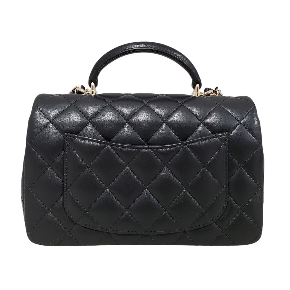 シャネル  CHANEL  ラムスキン  マトラッセ  ミニフラップ  トップハンドル20  チェーンショルダー/AT230612