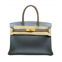 【激レア★★★】HERMES エルメス ハンドバッグ バーキン30 スペシャルオーダー　パーソナルオーダー ブルーリン/トープ/ブルーオラージュ トゴ　ゴールド金具 新品同様【中古】