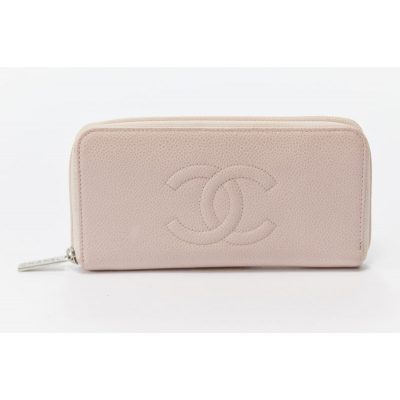 シャネル  CHANEL  長財布  ラウンドジップ  キャビア  ピンク  A50071