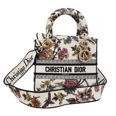 C・DIOR　LADY O-LITR ミディアム 花柄 ショルダーバッグ ２WAY