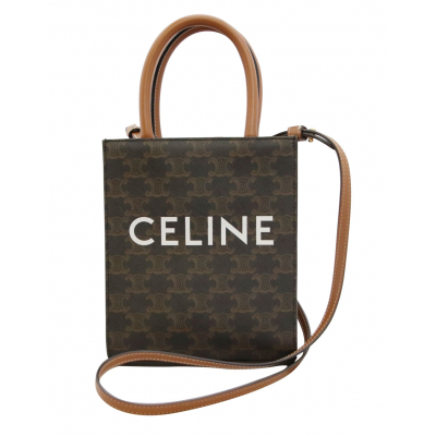 CELINE  セリーヌ  トリオンフキャンパス　ミニバーティカルカバ　2way トートバッグ　トリオンフ　キャンバス　ベージュ/ブラウン