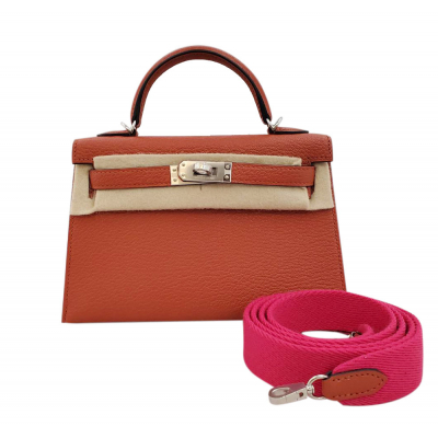 【新品・スーパーレア】エルメス HERMES ミニケリーIIショルダーバッグ　シェーブル　キュイーブル(本体)/ローズメキシコ(ショルダー)　U刻印　SV金具