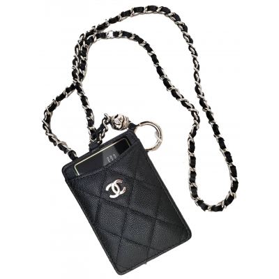 【2021AWコレクション】シャネル CHANEL　マトラッセ　カードホルダー　パスケース　キャビアスキン　ブラック　シルバー金具