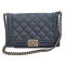 シャネル　CHANEL　ラムスキン　ボーイシャネル　チェーンショルダー　ネイビー　A92193