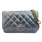 【希少カラー・Sランク】シャネル　CHANEL　マトラッセ　チェーンウォレット　ショルダーバッグ　ラムスキン　メタリックブルー